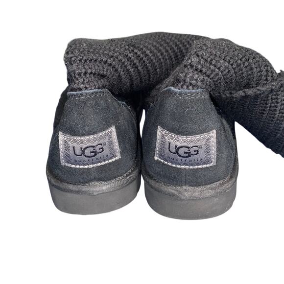 UGG Classic Cardy Knit Black Tall Boots Women’s 10 Button Slouchy Winter Cozy - Picture 5 of 6